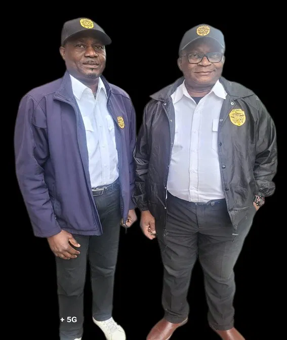 Two uniformed City Bay Security officers in branded jackets
